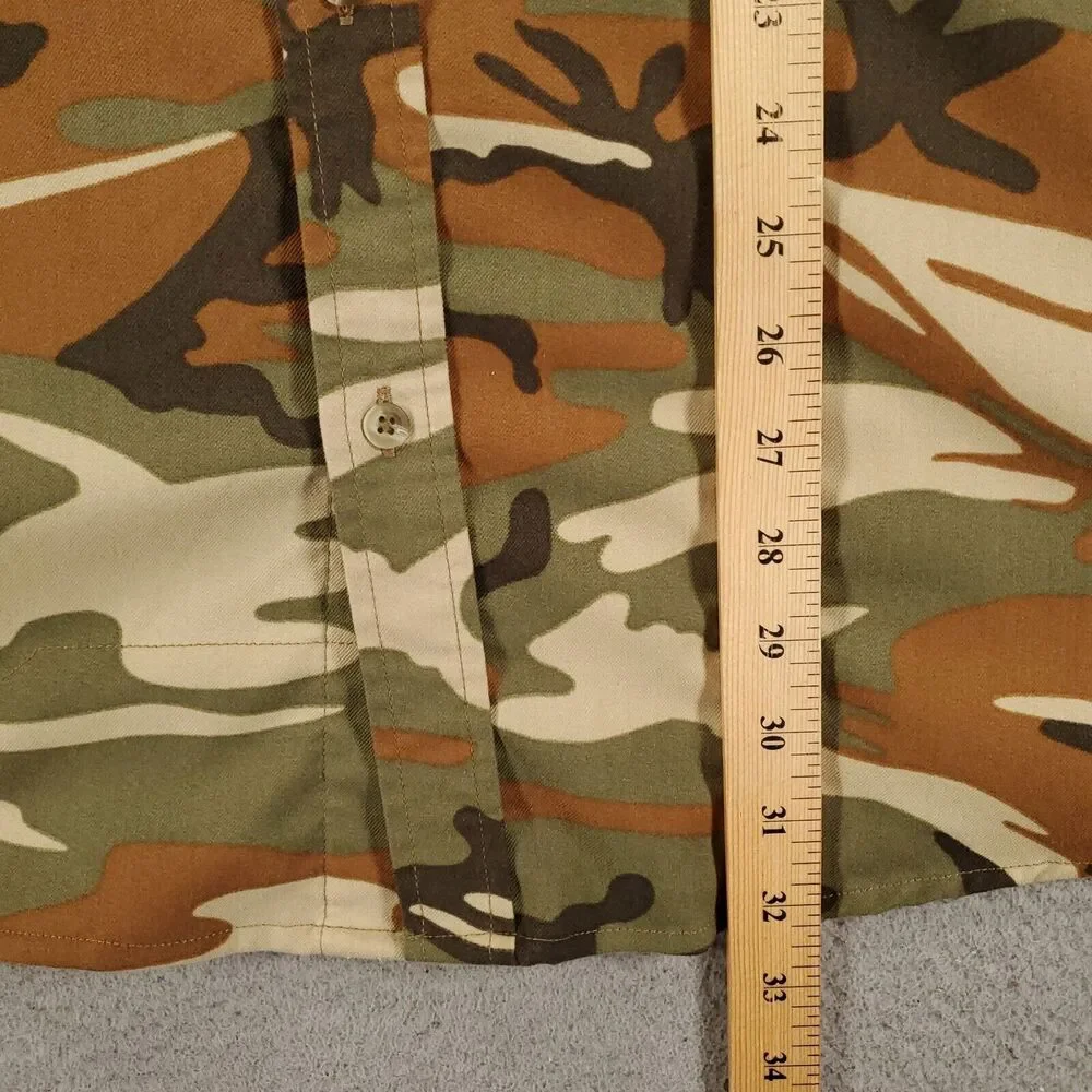 Poncho Shirt Mens Large 2XL Camo Magnetic Pockets Button Up Premium Soft Regular - Picture 2 of 8